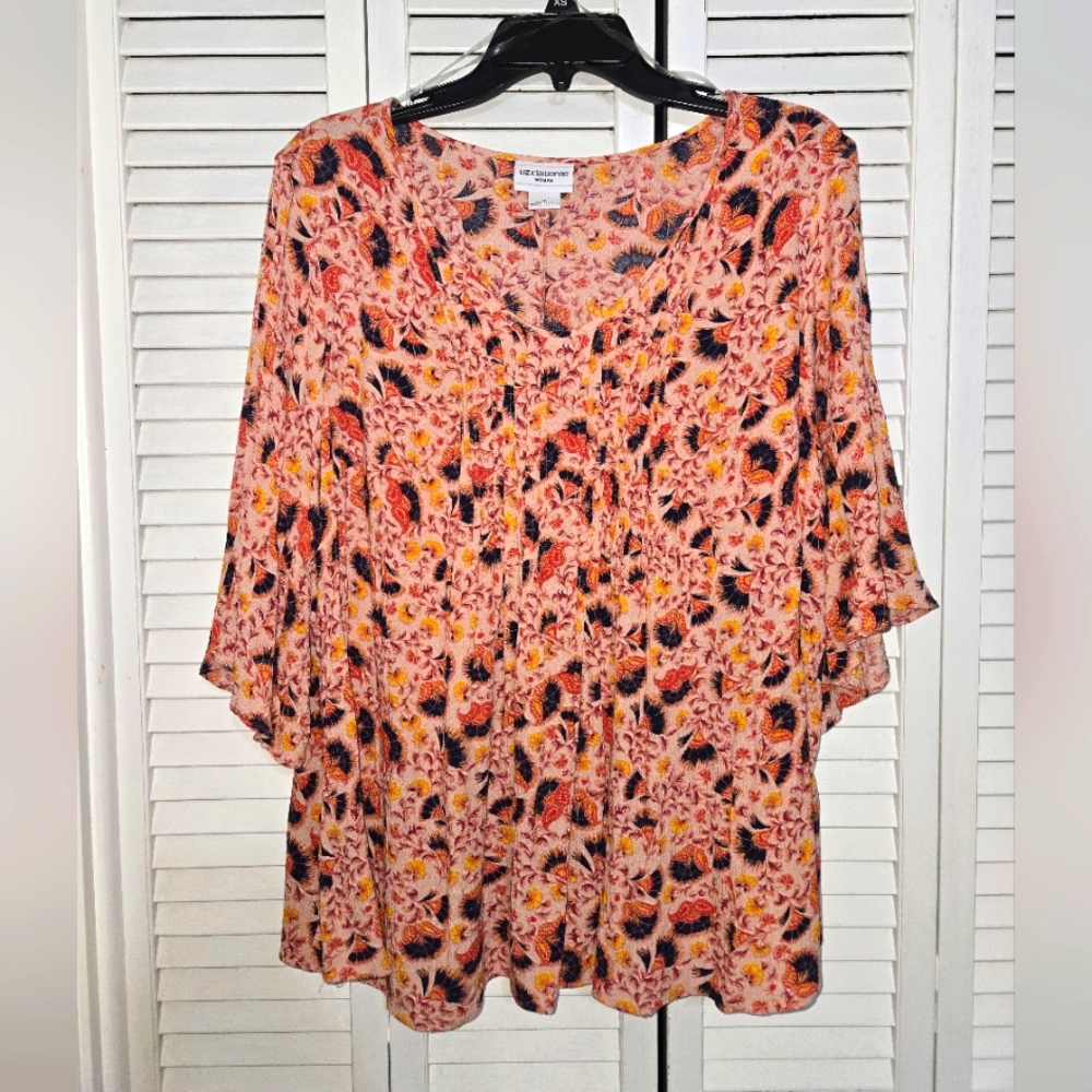Liz Claiborne Women's 1X Boho Flowy Blouse